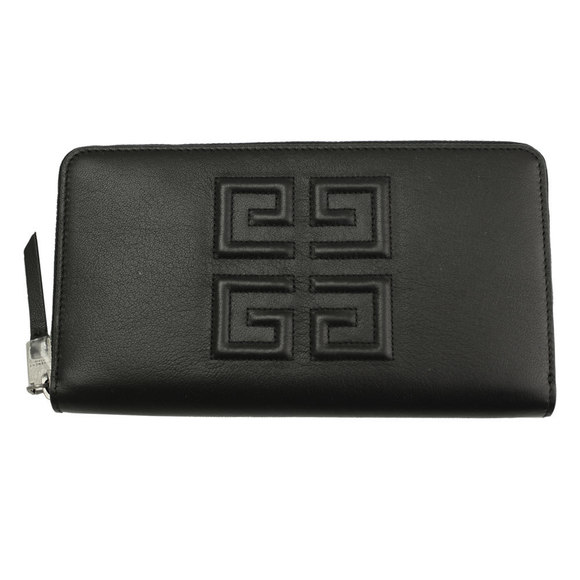 Givenchy Long Leather Lamb Wallet Black Emblem Zip - Picture 1 of 4